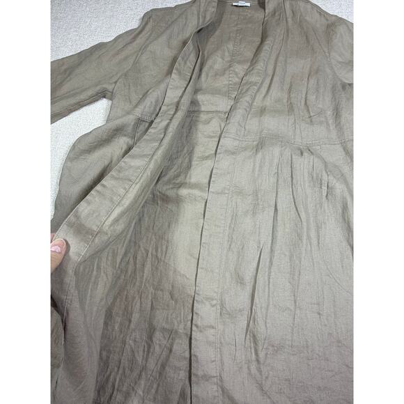 Pure Jill Women XL Brown Linen Elements Lg Sleeve Open Front Lagen Look Duster - Picture 8 of 10